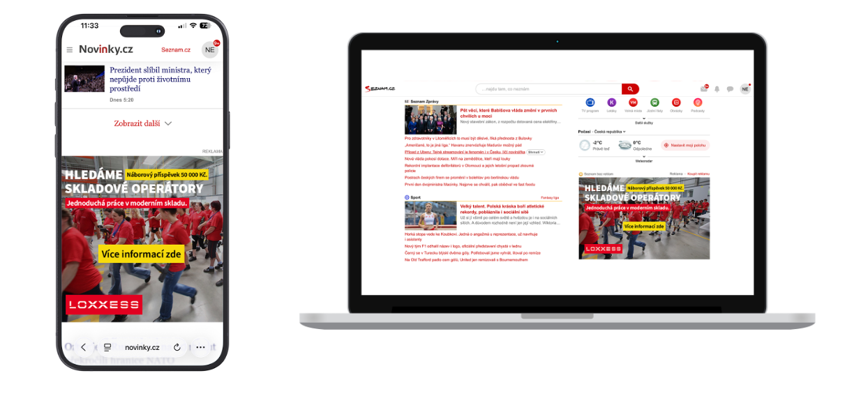 Bannerová reklama na Seznamu | mobil a PC
